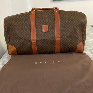 Celine Keepall 60 Brown Macadam Canvas Leather bag